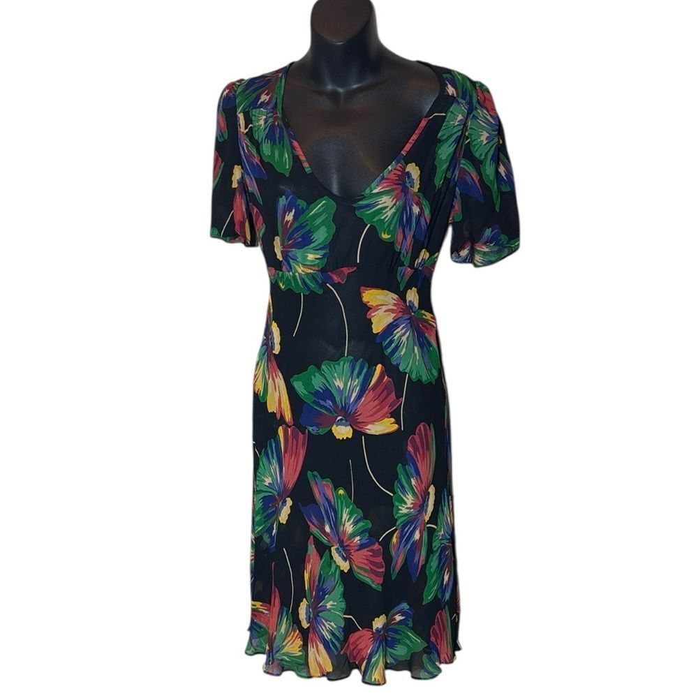 Betsey Johnson women’s large vintage 90s y2k‎ sheer colorful floral dress